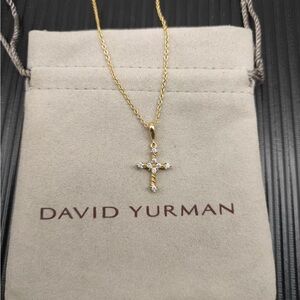 David Yurman Gold and Diamond Cross Necklace